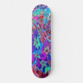 Bloomende Abstracte Paarse en blauwe ventilator Persoonlijk Skateboard (Voorkant)