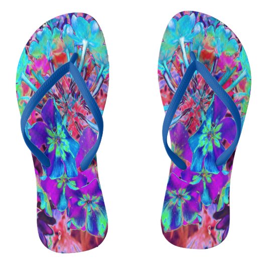 Bloomende Abstracte Paarse en blauwe ventilator Teenslippers (Voetbed)