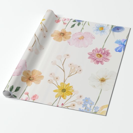 Bloomende bloemen cadeaupapier (Uitgerold)