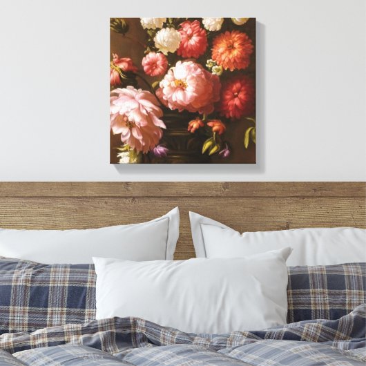 Bloomende bloemen canvas afdruk (Insitu (Slaapkamer))