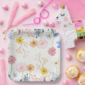 Bloomende bloemen papieren bordje (Feest)