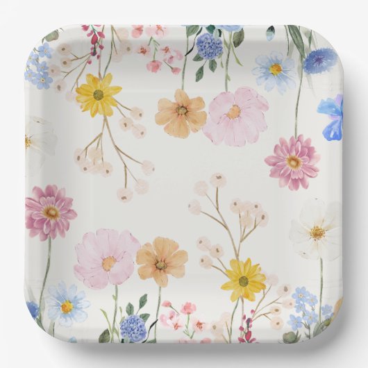 Bloomende bloemen papieren bordje (Voorkant)