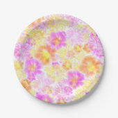 Bloomende bloemen Shibori Floral Tie Dye Pattern Papieren Bordje (Voorkant)