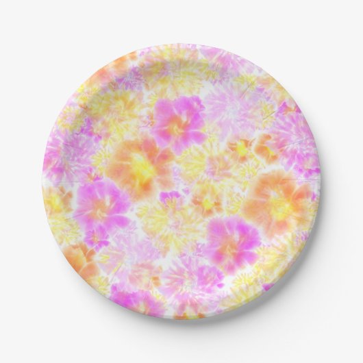 Bloomende bloemen Shibori Floral Tie Dye Pattern Papieren Bordje (Voorkant)