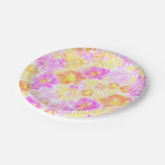 Bloomende bloemen Shibori Floral Tie Dye Pattern Papieren Bordje (Gekanteld)