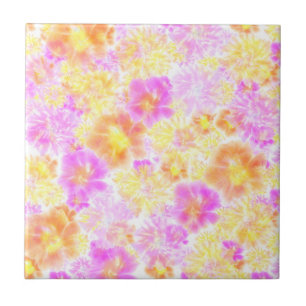 Bloomende bloemen Shibori Floral Tie Dye Pattern Tegeltje