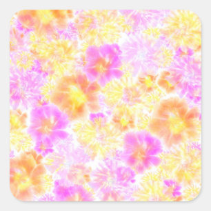 Bloomende bloemen Shibori Floral Tie Dye Pattern Vierkante Sticker