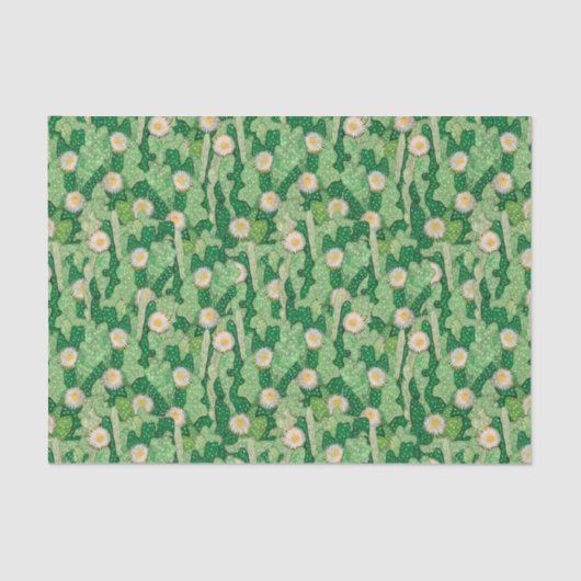 Bloomende cactus succulent groen camouflage patroo tissuepapier (Voorkant)