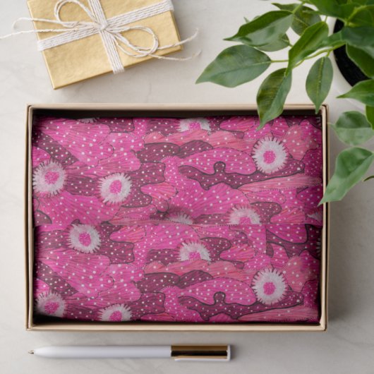 Bloomende cactus succulent roze camouflage patroon tissuepapier (Geschenk)