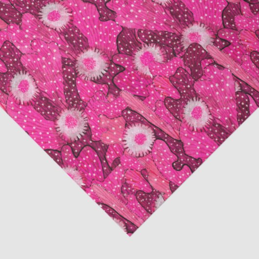 Bloomende cactus succulent roze camouflage patroon tissuepapier (Detail)