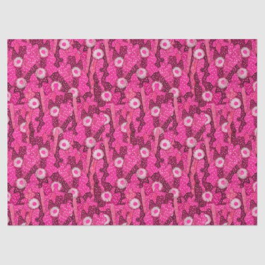 Bloomende cactus succulent roze camouflage patroon tissuepapier (Voorkant)