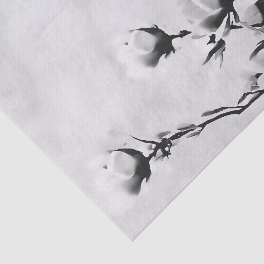 Bloomende kersen bloemen, bloemzwart en wit tissuepapier (Detail)