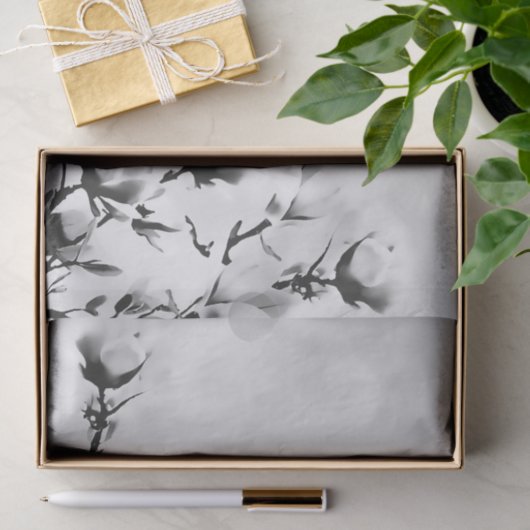 Bloomende kersen bloemen, bloemzwart en wit tissuepapier (Geschenk)