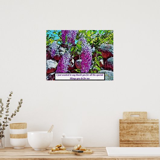 Bloomende lila bloemtuin poster (Keuken)