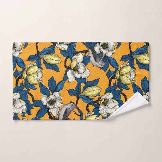 Bloomende magnolia en timuizvogel 3 bad handdoek (Handdoek)
