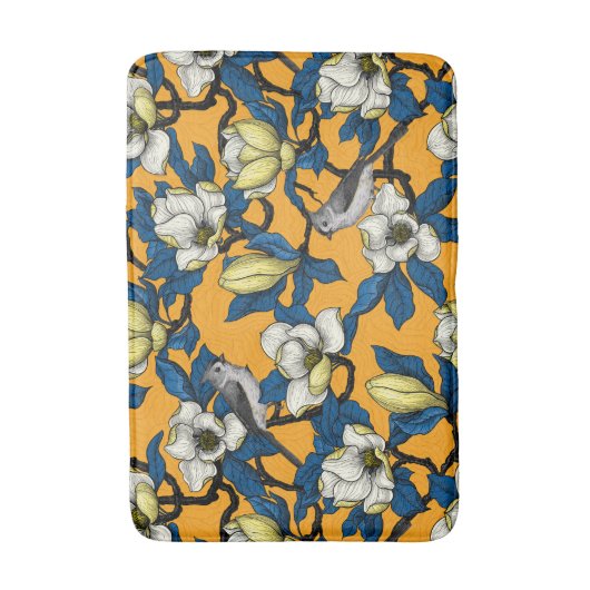 Bloomende magnolia en timuizvogel 3 badmat (Voorkant Verticaal)