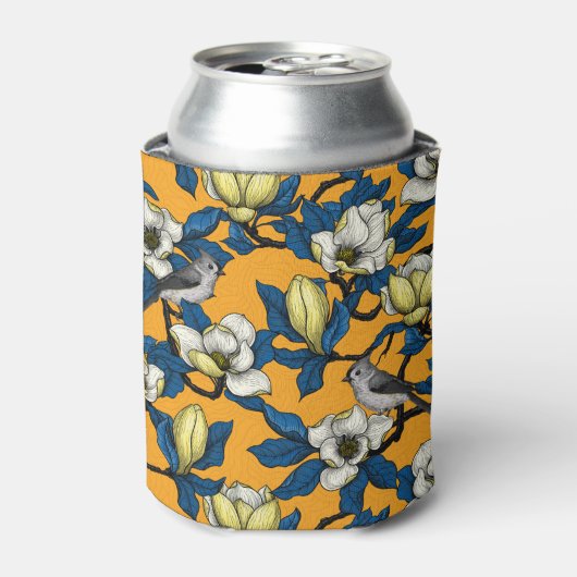 Bloomende magnolia en timuizvogel 3 blikjeskoeler (Blikje Voorkant)