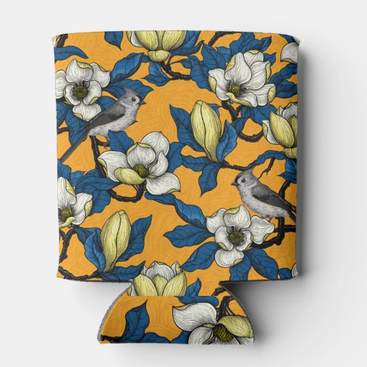 Bloomende magnolia en timuizvogel 3 blikjeskoeler (Achterkant)