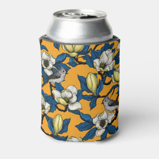 Bloomende magnolia en timuizvogel 3 blikjeskoeler (Blikje Achterkant)