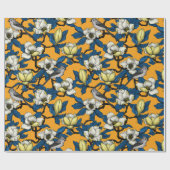 Bloomende magnolia en timuizvogel 3 cadeaupapier (Vlak)