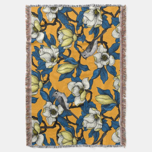 Bloomende magnolia en timuizvogel 3 deken (Voorkant Verticaal)