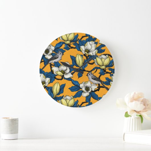 Bloomende magnolia en timuizvogel 3 grote klok (Huis)