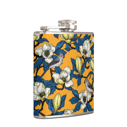 Bloomende magnolia en timuizvogel 3 heupfles (Rechts)