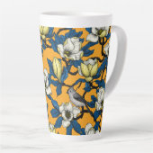 Bloomende magnolia en timuizvogel 3 latte mok (Rechterhoek)