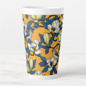 Bloomende magnolia en timuizvogel 3 latte mok (Voorkant)