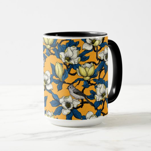 Bloomende magnolia en timuizvogel 3 mok (Voorkant rechts)