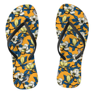 Bloomende magnolia en timuizvogel 3 teenslippers