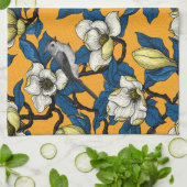 Bloomende magnolia en timuizvogel 3 theedoek (Gevouwen)