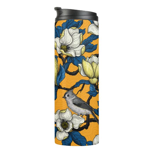 Bloomende magnolia en timuizvogel 3 thermosbeker (Geroteerd rechts)