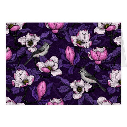 Bloomende magnolia en titmuis bird 4 (Voorkant Horizontaal)