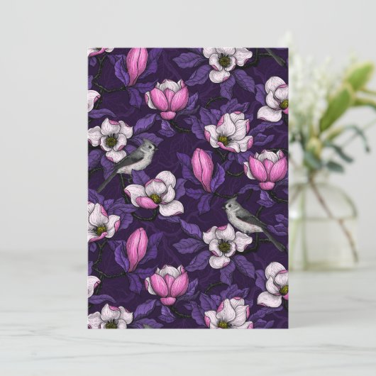 Bloomende magnolia en titmuis bird 4 (Staand voorkant)