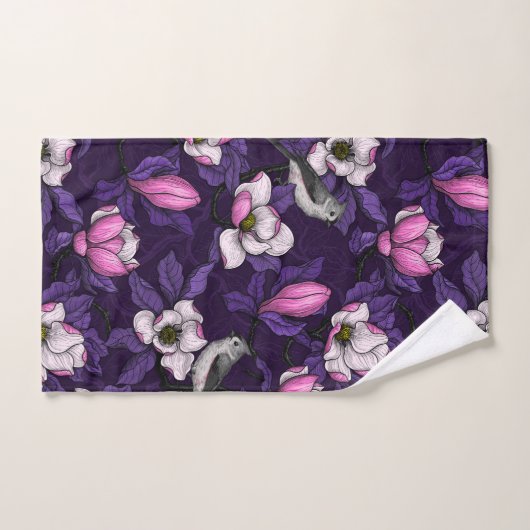 Bloomende magnolia en titmuis bird 4 bad handdoek (Handdoek)