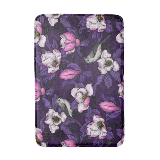 Bloomende magnolia en titmuis bird 4 badmat (Voorkant Verticaal)