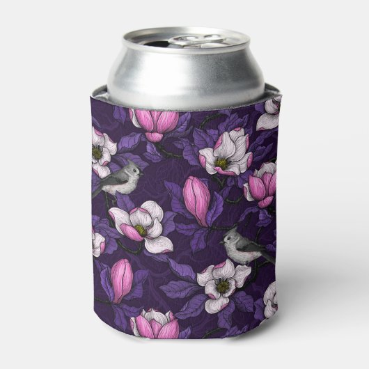 Bloomende magnolia en titmuis bird 4 blikjeskoeler (Blikje Voorkant)