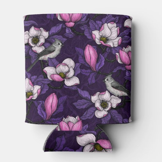 Bloomende magnolia en titmuis bird 4 blikjeskoeler (Achterkant)