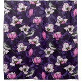 Bloomende magnolia en titmuis bird 4 douchegordijn (Voorkant)