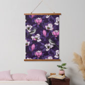 Bloomende magnolia en titmuis bird 4 hangend wandkleed (Slaapkamer)