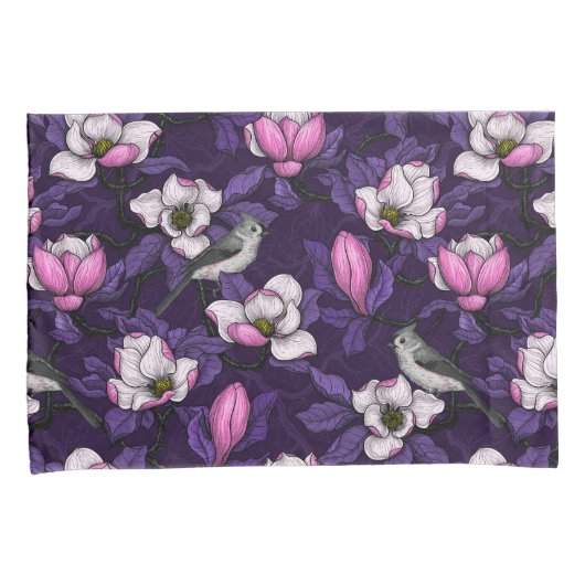 Bloomende magnolia en titmuis bird 4 kussensloop (Voorkant-Rechts)
