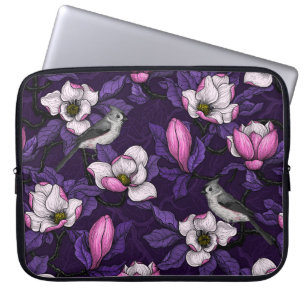 Bloomende magnolia en titmuis bird 4 laptop sleeve