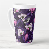 Bloomende magnolia en titmuis bird 4 latte mok (Linkerhoek)