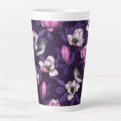 Bloomende magnolia en titmuis bird 4 latte mok (Voorkant)