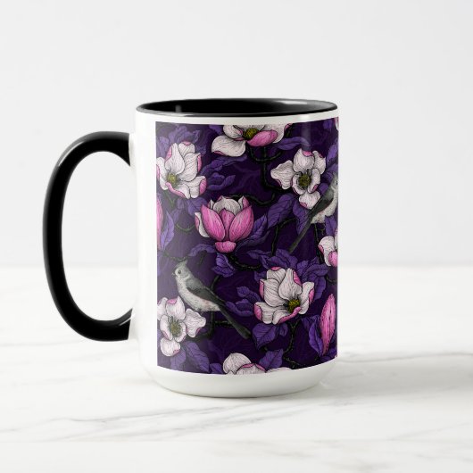 Bloomende magnolia en titmuis bird 4 mok (Links)