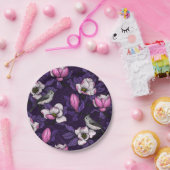 Bloomende magnolia en titmuis bird 4 papieren bordje (Feest)