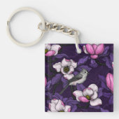 Bloomende magnolia en titmuis bird 4 sleutelhanger (voorkant)
