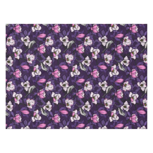 Bloomende magnolia en titmuis bird 4 tafelkleed (Voorkant (Horizontaal))