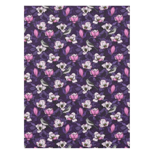 Bloomende magnolia en titmuis bird 4 tafelkleed (Voorkant)